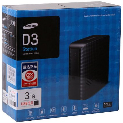 Samsung D3 Desktop 3TB USB 3.0 8MB Cache 8Gbps External Hard Drive (STSHX-D301TDB)